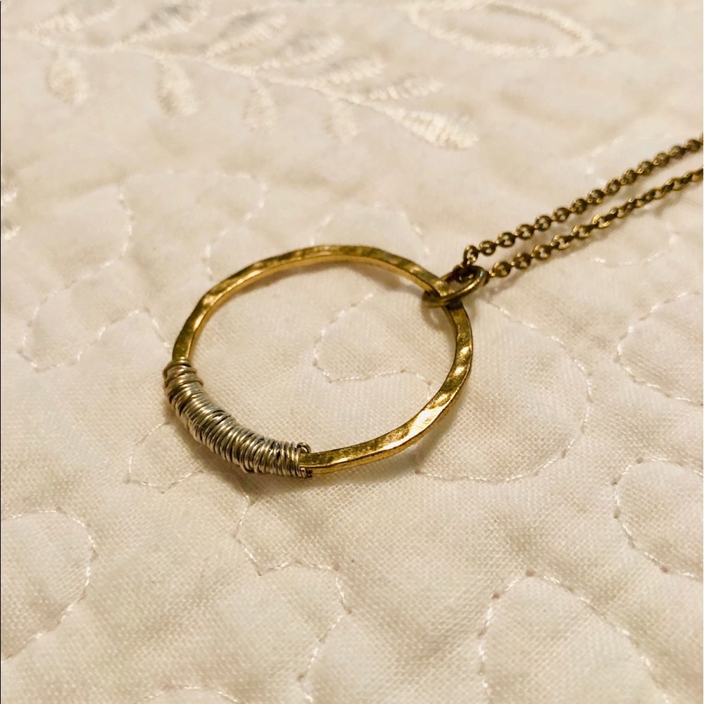 Gold hoop extra long necklace